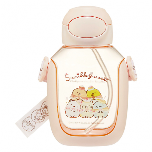 *現貨*Skater 透明彈蓋吸管水樽附背帶 530ml (角落生物)#621451