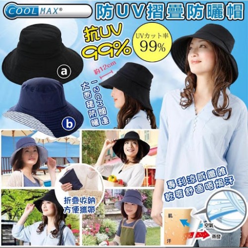 *現貨* 日本直送 COOL MAX 防UV涼感摺疊防曬帽