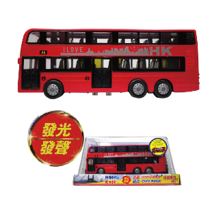 ✨現貨✨香港公共交通工具 發聲 電子燈 回力 紅色巴士 車仔玩具 SH161-3