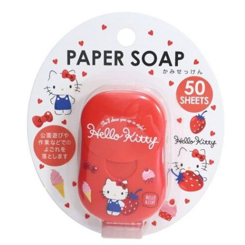 🌟現貨🌟日本直送 Hello Kitty 攜帶型盒裝紙肥皂 紙香皂 皂紙 草莓香 (50入)#286087