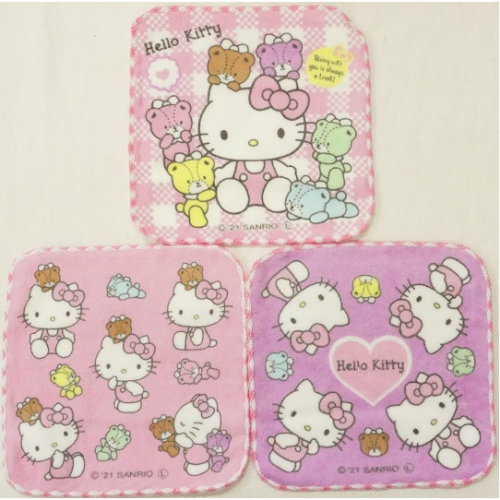 *現貨*Hello Kitty 毛巾 洗面巾 返學手巾 抺手巾 size:約H16×W16cm(3條裝)#864664