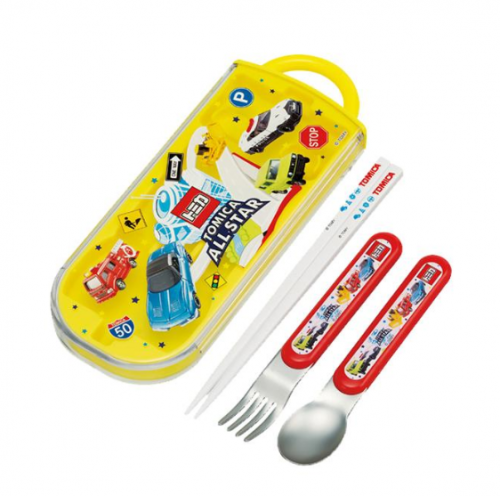 日本直送 日本製 Skater  滑蓋三件式兒童叉羹筷子套装 (TOMICA)#517617🌟落單前請先PM 9340 4637 查詢存貨量🙏🏻🥰🥰