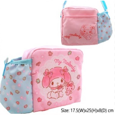 MY MELODY 小童斜揹袋連水樽格 側揹袋 小食袋 小息袋 約 25.00 × 8.00 × 17.50 cm(231678)