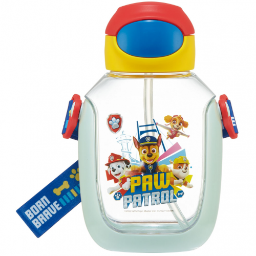 *現貨*Skater 透明彈蓋吸管水樽附背帶 530ml (PAWPATROL)#638992