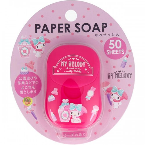 🌟現貨🌟日本直送 My Melody 攜帶型盒裝紙肥皂 紙香皂 皂紙 桃子香 (50入)#286094