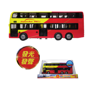 ✨現貨✨香港公共交通工具 發聲 電子燈 回力 紅黃機場巴士 車仔玩具 SH161-4