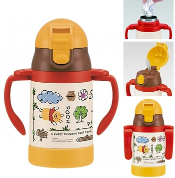 日本SKATER Winnie the Pooh 超輕 保溫/保冷 吸管水樽 水壺 可折疊手柄 240ml#413063🌟門市現貨同步發售🌟落單前請先PM查詢存貨量🙏🏻🥰🥰