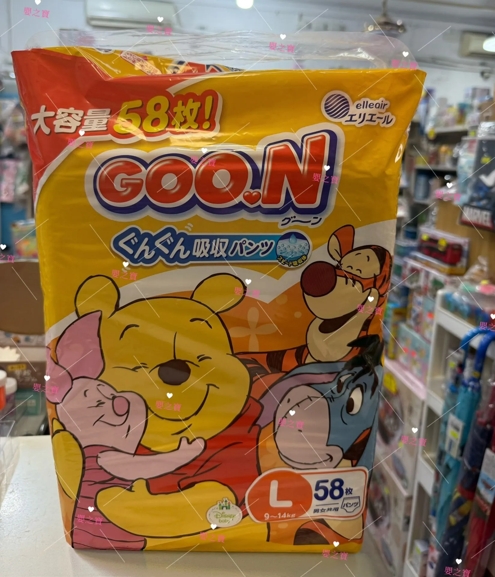 日本內銷版 日本製 GOON 迪士尼 (增量裝) 透氣拉拉褲 學習褲 大碼褲 PL58片 or 9-14kgs 【平行進口】*任MIX 6包,可免運費送貨上門*