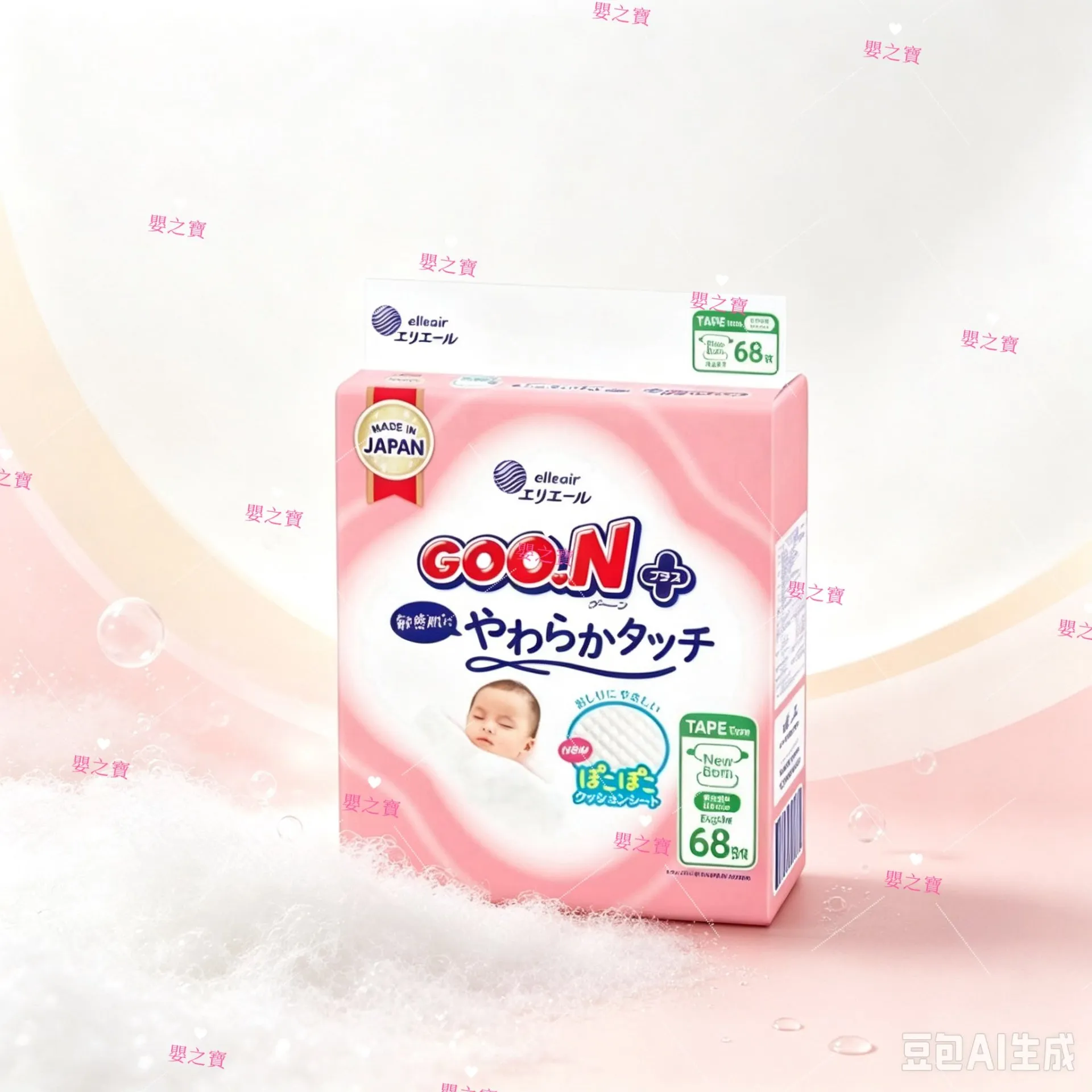 Goon大王 柔触肌 婴儿纸尿片 初生婴儿 NB68片 for 5kgs以下BB