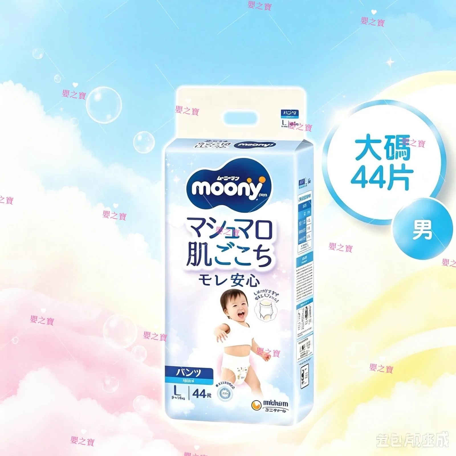 MOONY MAN 超透气学行裤 拉拉裤 大码裤 PL44片(男仔裤) for 9-14 kgs *任MIX 6包,可免运费送货上门*