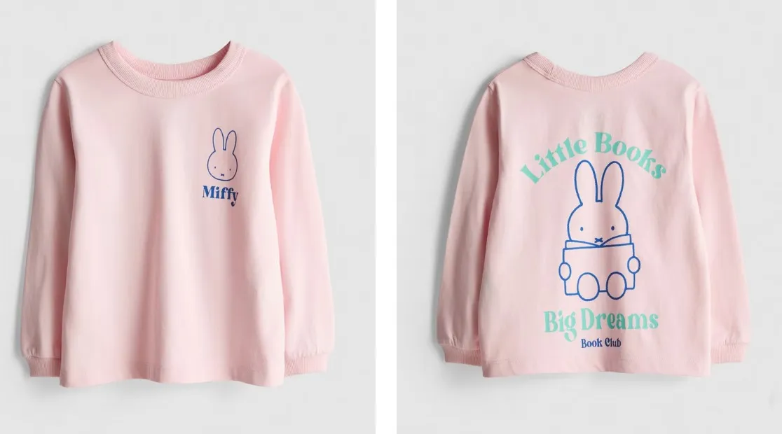 🌟英国代购🌟  🩷 Miffy 浅粉红色纯棉长袖T恤 *截单日期：9月25日 *预计到货日期:10月中