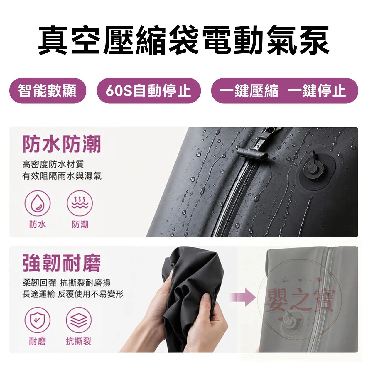 *預訂*LMENA 袋泵一體自動抽氣20L大容量防水氣密旅行壓縮袋(預到貨日期：10 月底至11月初)