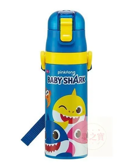 *現貨*日本Skater 保溫/保冷 超輕量 可鎖扣 直飲式不鏽鋼水樽(Baby Shark) 附斜咩帶